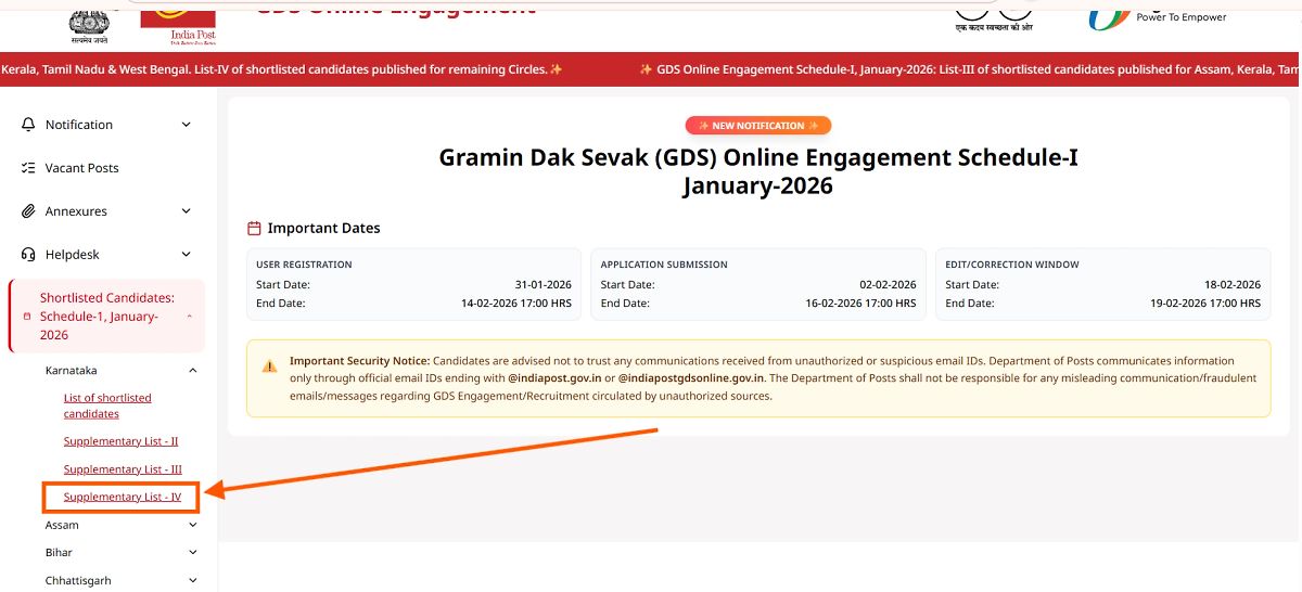 Karnataka Post Office Gds Result 2026 4Th Merit List