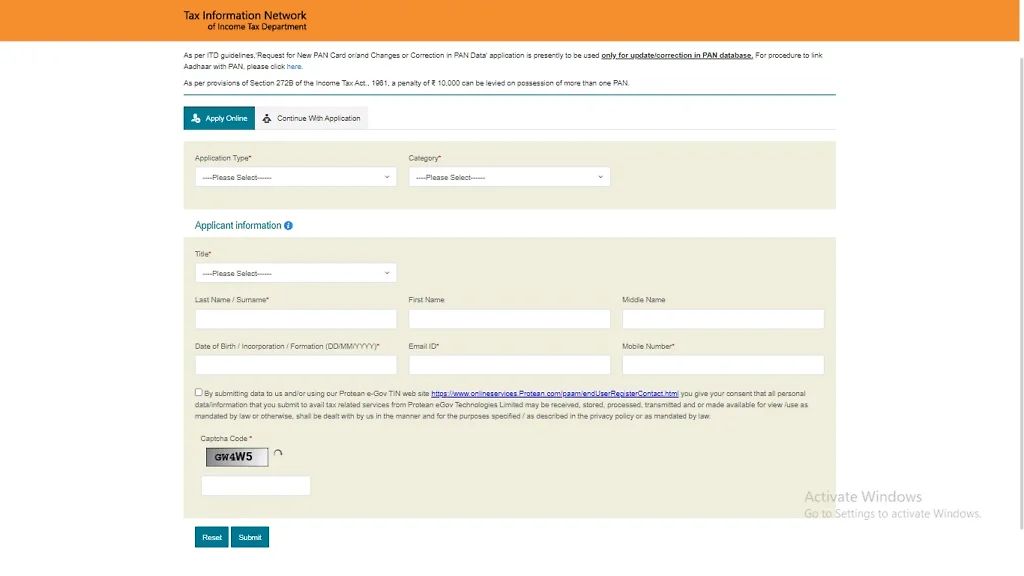 Pan Card Correction Online