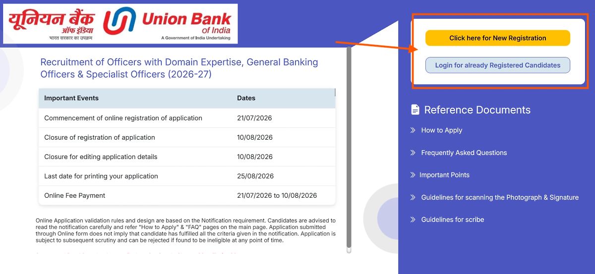 Union Bank Various Cadre Officers Notification 2026