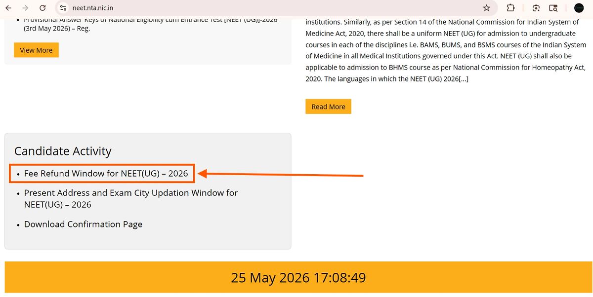 Neet Ug Fee Refund 2026 Registration Step-1