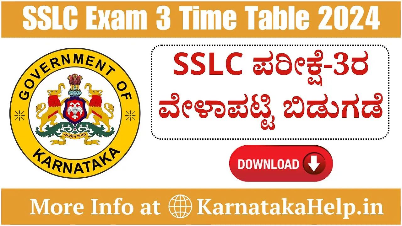 Sslc Exam 3 Time Table 2024