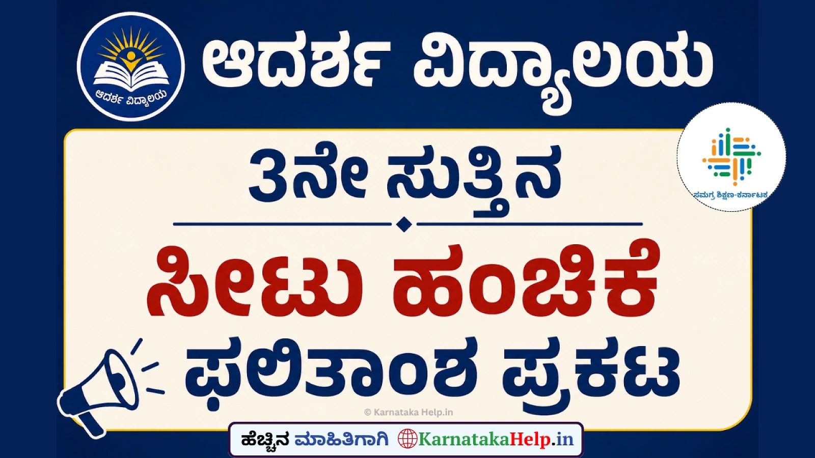 Adarsha Vidyalaya Karnataka 3Rd Round Allotment List 2026
