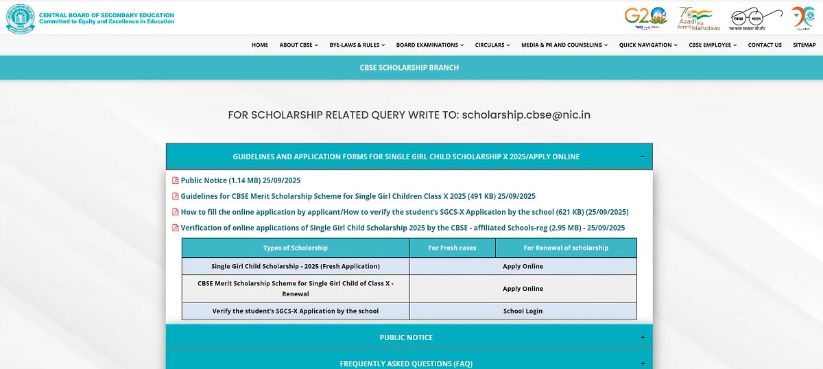 Cbse Single Girl Child Scholarship Application Form 2025-26