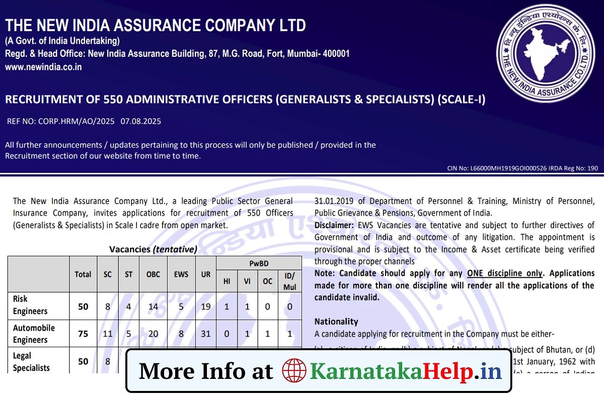 Niacl Administrative Officer 2025 Notification