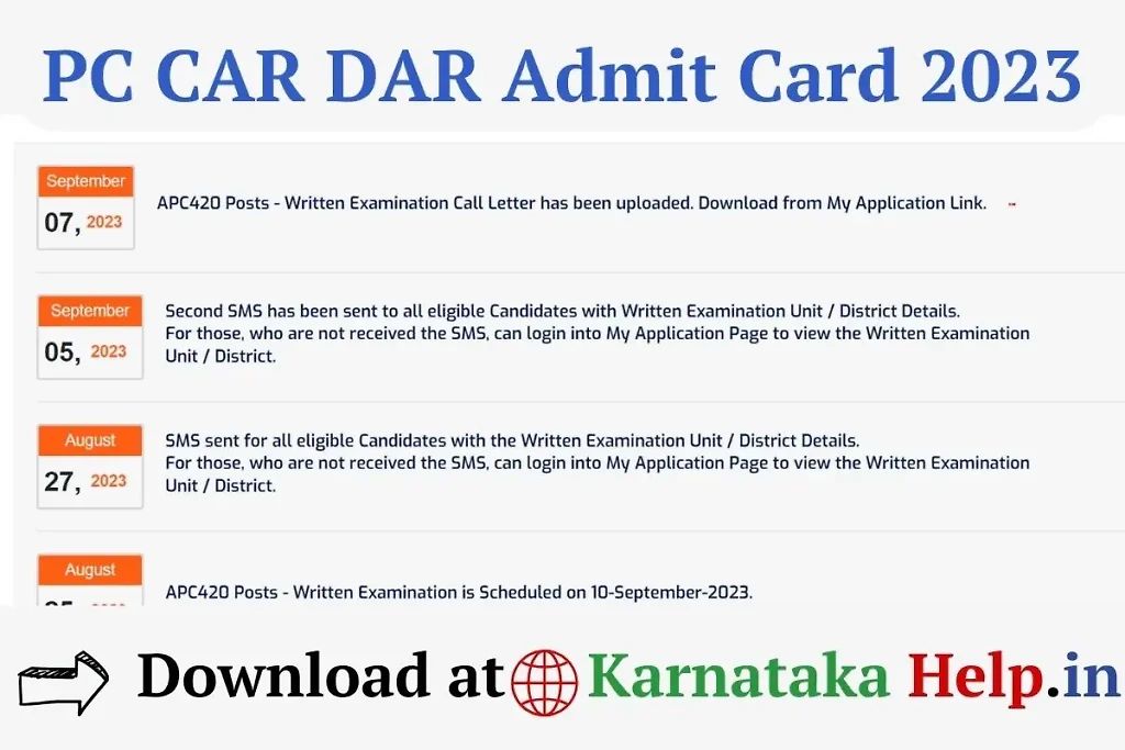 Pc Car Dar Admit Card 2023