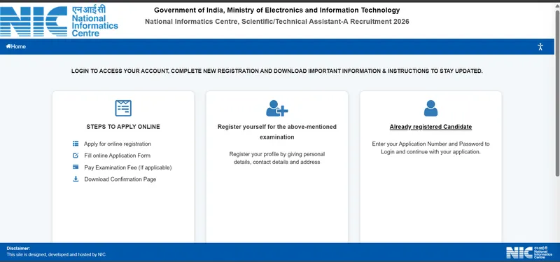 Nic Scientific And Technical Assistant Posts Notification 2026