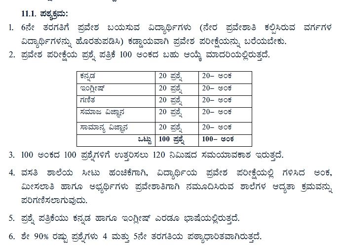 Eklavya Model Residential School Exam Syllabus Karnataka 2026