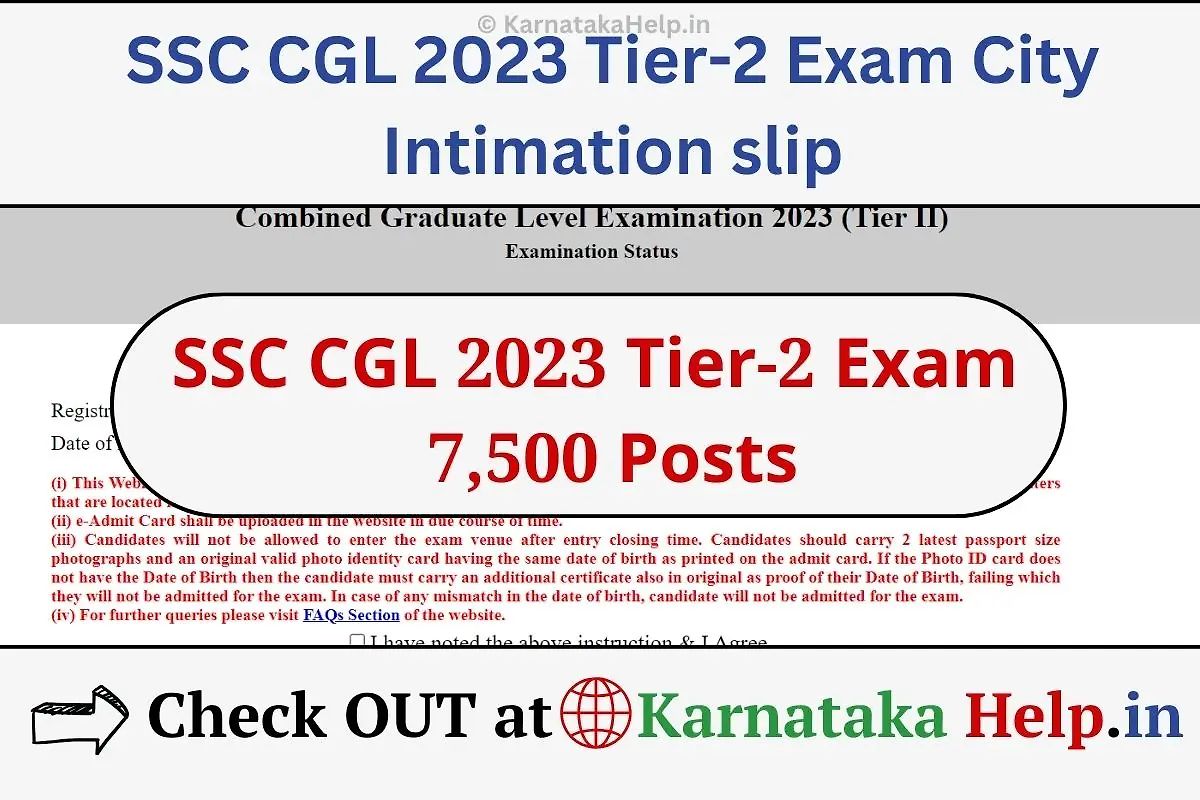 Ssc Cgl 2023 Tier-2 Exam City Intimation Slip