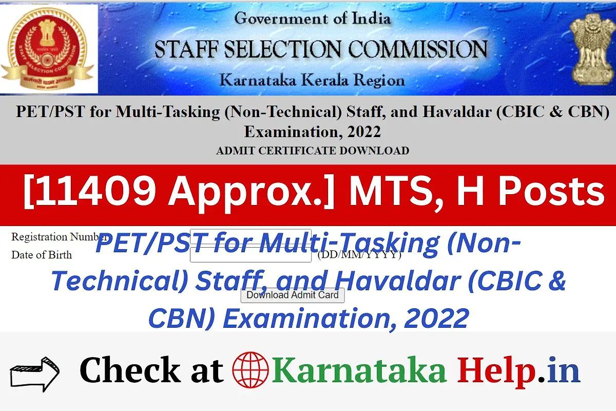 Ssckkr.kar.nic.in Mts Havaldar Pst/Pet Admit Card 2022